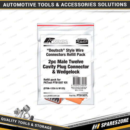 2 Pcs of PK Tool Male Twelve Cavity Plug Connector & Wedgelock - to Suit PT91507