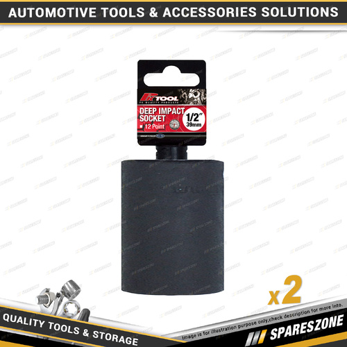 2 x PK Tool 39mm 1/2 Inch Drive Deep Impact Sockets - 12 Point Cr-Mo Metric