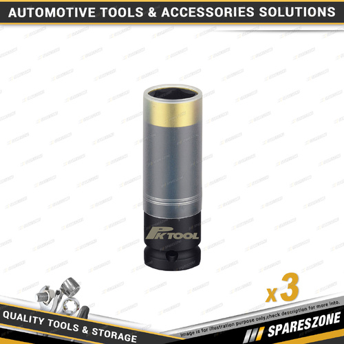 3 x PK Tool 19mm 1/2 Inch Drive Thin Wall Deep Impact 85mm Mag Wheel Sockets