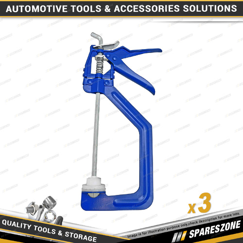 3 x PK Tool 150mm 6 Inch One Handed Quick Clamps - Speed Action & Quick Release