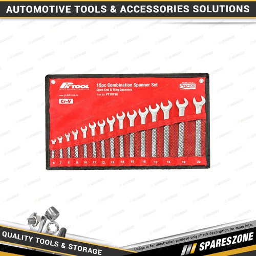 15 Pcs of PK Tool 6mm to 20mm Combination Spanner Set - with Roll-Up Pouch