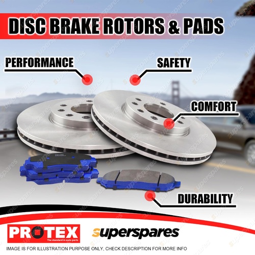 Front Protex Disc Brake Rotors + Brake Pads for PEUGEOT 307 ESP 8/00-05