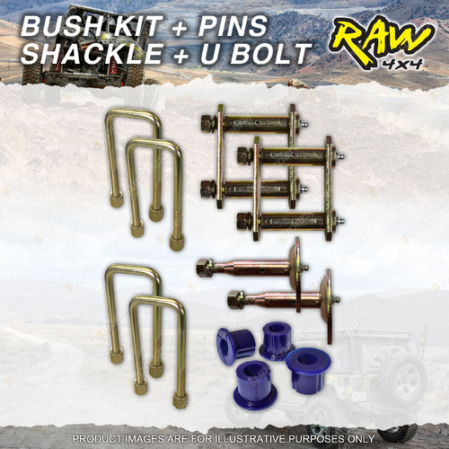 Rear RAW 4x4 Leaf Bush Shackle U-bolt Pin Kit for Nissan Navara D21 D22 Frontier