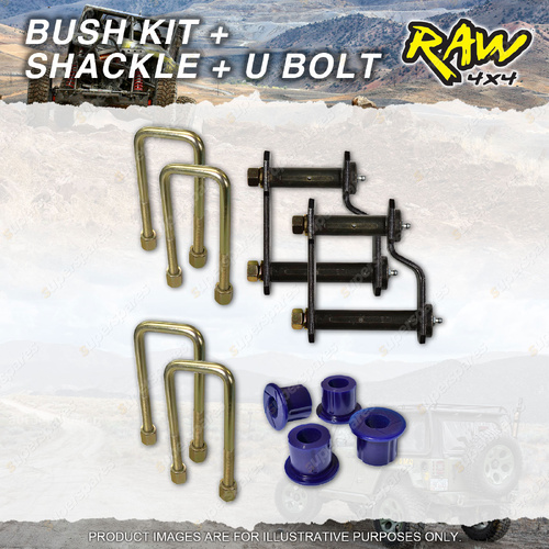 Rear RAW 4x4 Leaf Springs Bush Shackle U-bolt Kit for Nissan Navara D40 05-On