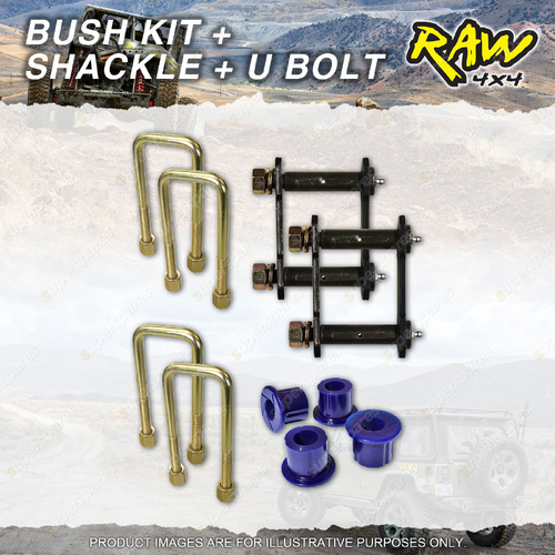 Rear RAW 4x4 Leaf Spring Bush Shackle U-bolt Kit for Holden Rodeo RA Colorado RC