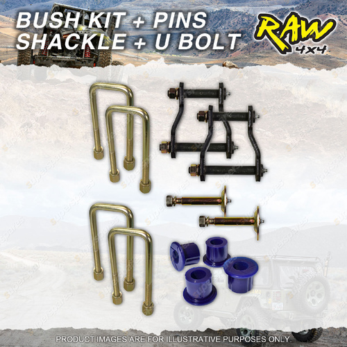 Rear RAW 4x4 Bush Shackle U-bolt Pin Kit for Toyota Hilux Revo GUN125 GUN126