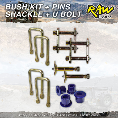 Rear RAW 4x4 Leaf Springs Bush Shackle U-bolt Pin Kit for Nissan Patrol GQ Y60