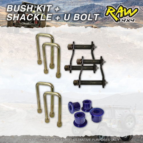 Rear RAW Leaf Springs Bush Shackle U-bolt Kit for Ford Ranger Raider PJ PK 07-On
