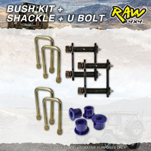 Rear RAW 4x4 Bush Shackle U-bolt Kit for Isuzu Big Horn Trooper UBS 13 15 52