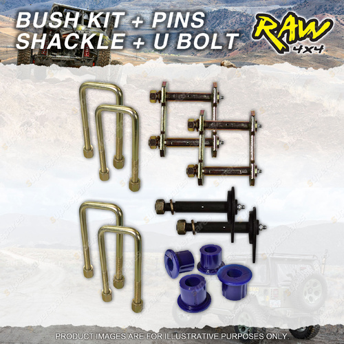 Rear RAW 4x4 Leaf Springs Bush Shackle U-bolt Pin Kit for Toyota Land Cruiser 75