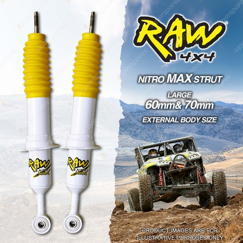 2 x Front 50mm Lift RAW 4x4 Nitro Max Shock Absorbers for Nissan Navara D40 All