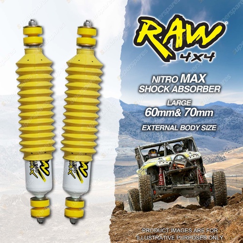 2x Rear RAW 4x4 0-50mm Nitro Max Shock Absorbers for Toyota Prado 250 2.8L 24-On