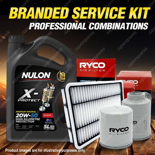 Oil Air Fuel Filter + 5L PRO20W50 Engine Oil for Holden Commodore VL 6cyl 3L