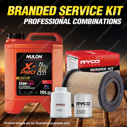 Ryco Oil Air Fuel Filter 10L XPRHD15W40 Service Kit for Nissan Navara D22 3.2L D