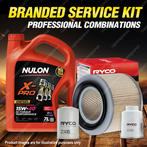 Ryco Oil Air Fuel Filter 7L XPRHD15W40 Service Kit for Nissan Patrol GU 2.8L TD