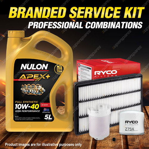 Ryco Oil Air Fuel Filter 5L APX10W40 Service Kit for Mitsubishi Pajero NM NP V6