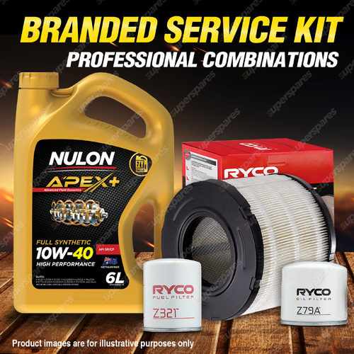 Ryco Oil Air Fuel Filter 6L APX10W40 Service Kit for Holden Jackaroo UBS73 3.0