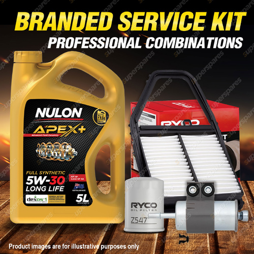 Ryco Oil Air Fuel Filter 5L APX5W30D1 Oil Service Kit for Honda Civic ES EU 1.7L