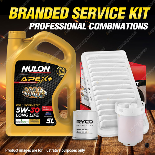 Ryco Oil Air Fuel Filter 5L APX5W30D1 Engine Oil for Toyota Corolla ZZE122R 1.8L