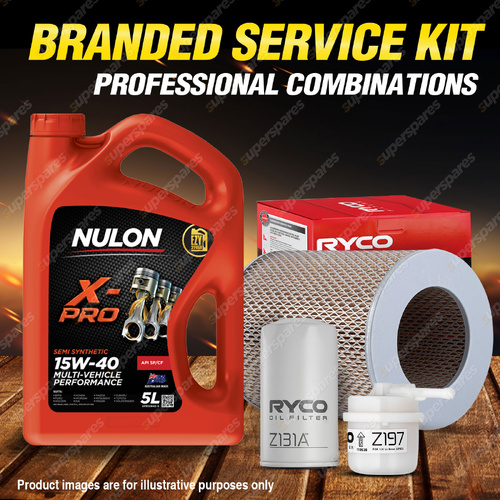 Ryco Oil Air Fuel Filter 5L XPR15W40 Service Kit for Toyota Landcruiser RJ70 2.4