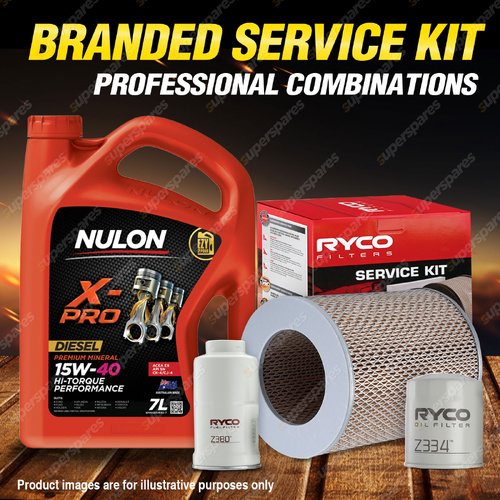Ryco Oil Air Fuel Filter 7L XPRHD15W40 Service Kit for Landcruiser LJ70 2.4L