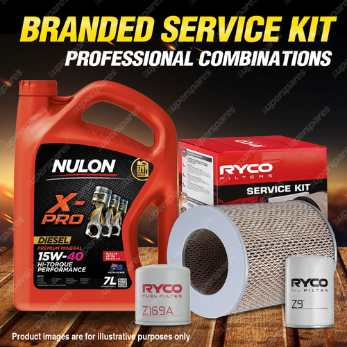 Ryco Oil Air Fuel Filter 7L XPRHD15W40 Service Kit for Toyota Hilux LN 30 46 55