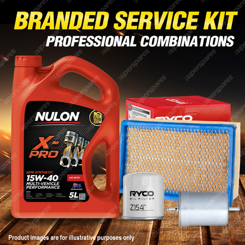 Ryco Oil Air Fuel Filter 5L XPR15W40 Eng Oil Service Kit for Holden Camira JD JE