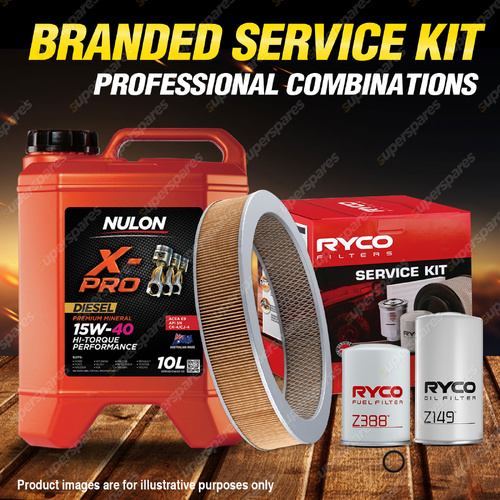 Ryco Oil Air Fuel Filter 10L XPRHD15W40 Service Kit for Nissan Patrol MQ 83-87