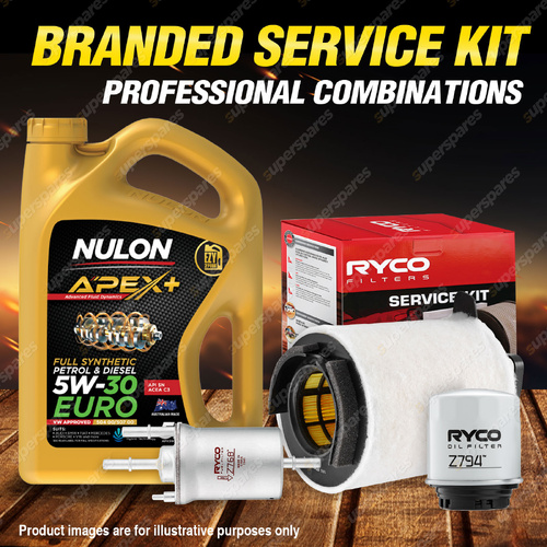 Ryco Oil Air Fuel Filter 5L APX5W30C3 Service Kit for Volkswagen Golf VI 1.2 TSi