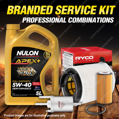 Ryco Oil Air Fuel Filter 5L APX5W40 Service Kit for VW Golf 1K Jetta 1KM 2.0 FSi