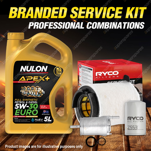 Ryco Oil Air Fuel Filter 5L APX5W30C3 Service Kit for Volkswagen Caddy 2K 1.6L