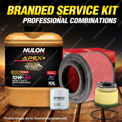 Ryco Oil Air Fuel Filter 10L APXHD10W40 Eng Oil for Toyota Hilux KUN16 26 13-on