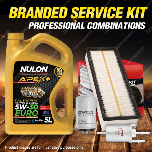 Ryco Oil Air Fuel Filter 5L APX5W30C3 Service Kit for Volkswagen Eos 1F Golf VI