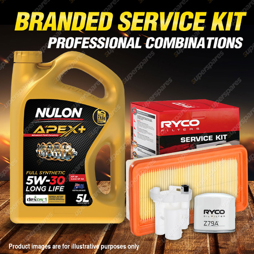 Ryco Oil Air Fuel Filter 5L APX5W30D1 Oil Service Kit for Hyundai Accent MC 1.6L