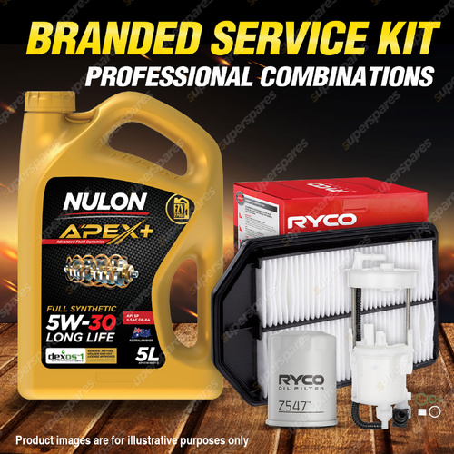 Ryco Oil Air Fuel Filter 5L APX5W30D1 Eng. Oil Service Kit for Honda CRV RE 2.4L