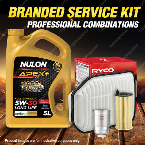 Ryco Oil Air Fuel Filter 5L APX5W30D1 Service Kit for Jeep Wrangler JK 2.8L CRD