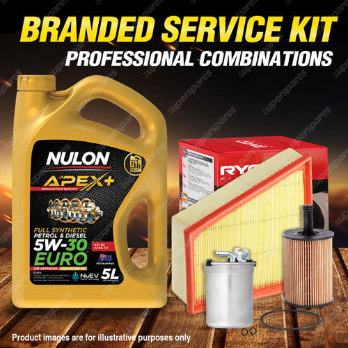 Ryco Oil Air Fuel Filter 5L APX5W30C3 Engine Oil for Volkswagen Polo 9N 1.9L TDi