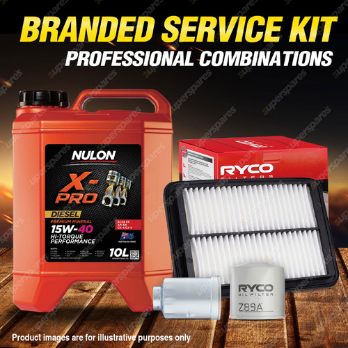 Ryco Oil Air Fuel Filter 10L XPRHD15W40 Service Kit for Nissan Navara D40 4Cyl