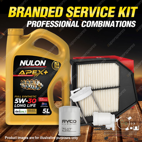 Ryco Oil Air Fuel Filter 5L APX5W30D1 Service Kit for Honda Accord 50 Series 2.4