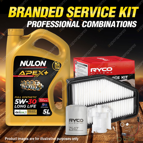 Ryco Oil Air Fuel Filter 5L APX5W30D1 Oil Service Kit for Honda Civic FN 2.0L