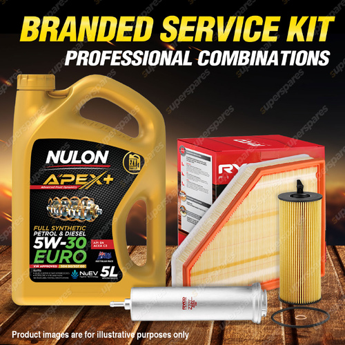 Ryco Oil Air Fuel Filter 5L APX5W30C3 Oil Service Kit for BMW 320D E90 2.0L TD