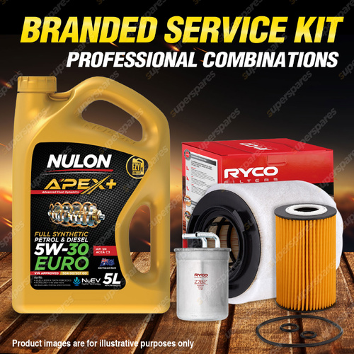Ryco Oil Air Fuel Filter 5L APX5W30C3 Service Kit for Volkswagen Polo 6R 1.6 TDi