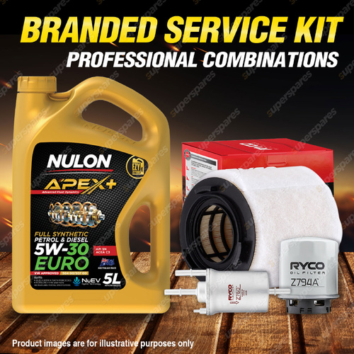 Ryco Oil Air Fuel Filter 5L APX5W30C3 Service Kit for Audi A1 8X 1.2L 1.4L TFSi
