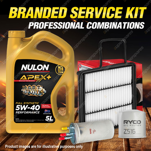 Ryco Oil Air Fuel Filter 5L APX5W40 Oil Service Kit for GREAT WALL V200 Wingle 5