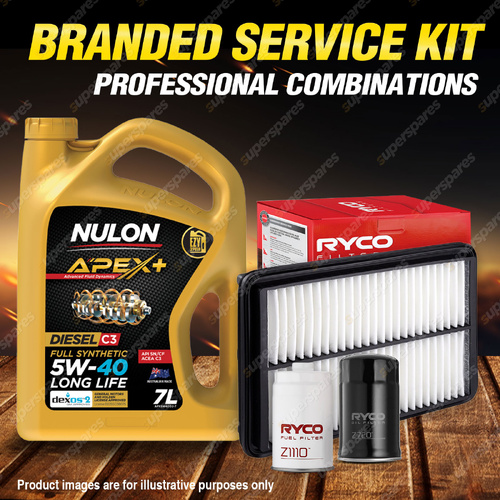 Ryco Oil Air Fuel Filter 7L APX5W40D2 Engine Oil for Hyundai Grandeur TG 2.2 CRD