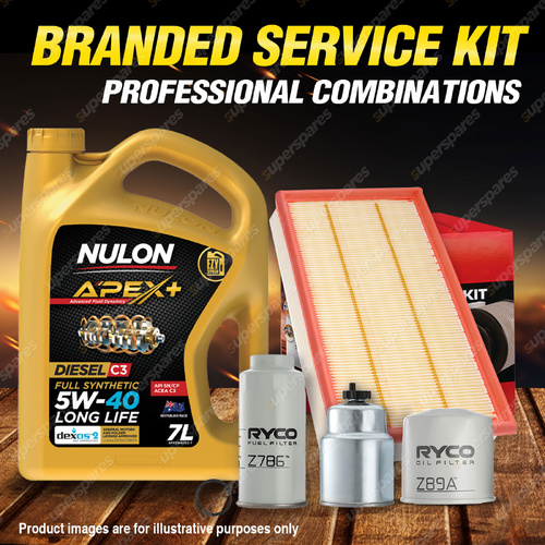 Ryco Oil Air Fuel Filter 7L APX5W40D2 Oil Kit for Nissan Navara D40 05-06 4Cyl