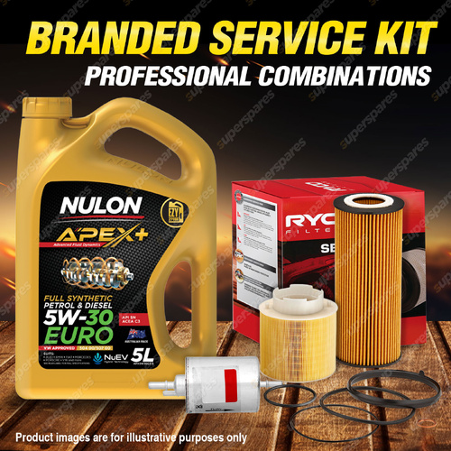 Ryco Oil Air Fuel Filter 5L APX5W30C3 Oil Service Kit for Audi A6 C6 V6 FSi TFSi