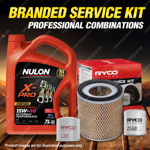 Ryco Oil Air Fuel Filter 7L XPRHD15W40 Service Kit for Mazda B2200 Bravo Diesel