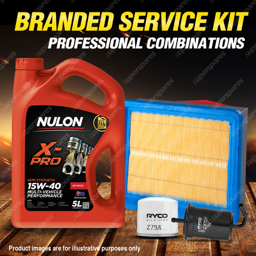 Ryco Oil Air Fuel Filter 5L XPR15W40 Service Kit for Ford Laser KC KE 1.6L EFI