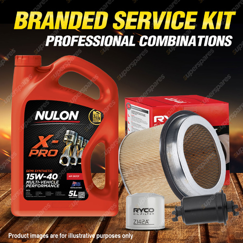 Ryco Oil Air Fuel Filter 5L XPR15W40 Oil Service Kit for Mitsubishi Pajero NG V6